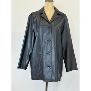 Vintage Y2K Golden Bear Sportswear Black Lambskin Leather Jacket Large #0329